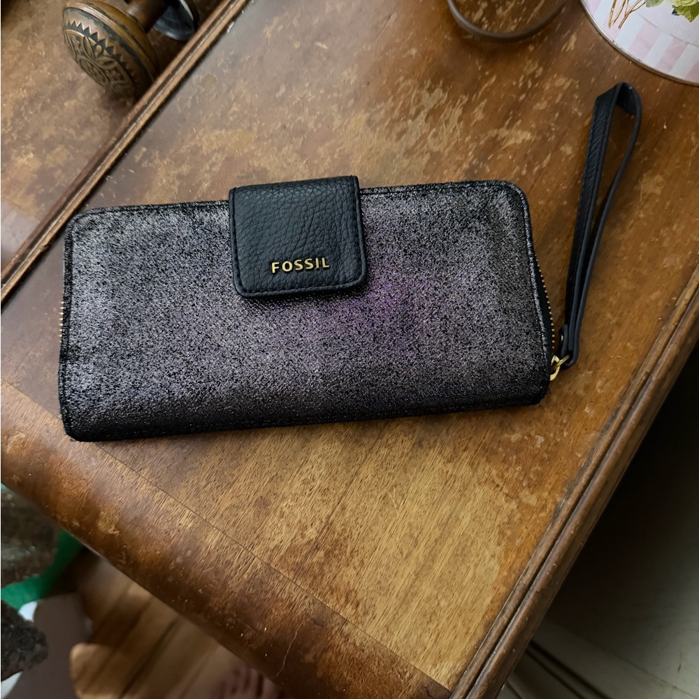 Fossil Black and silver Women's Wristlet Wallet
